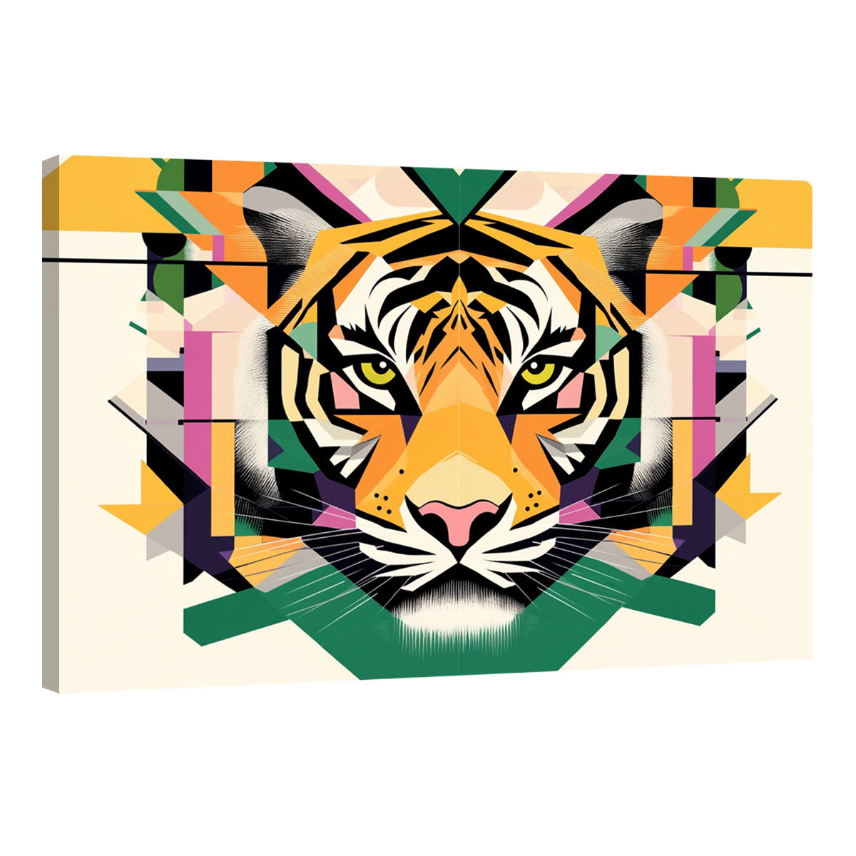 Vibrant Geometric Tiger Head Art Print