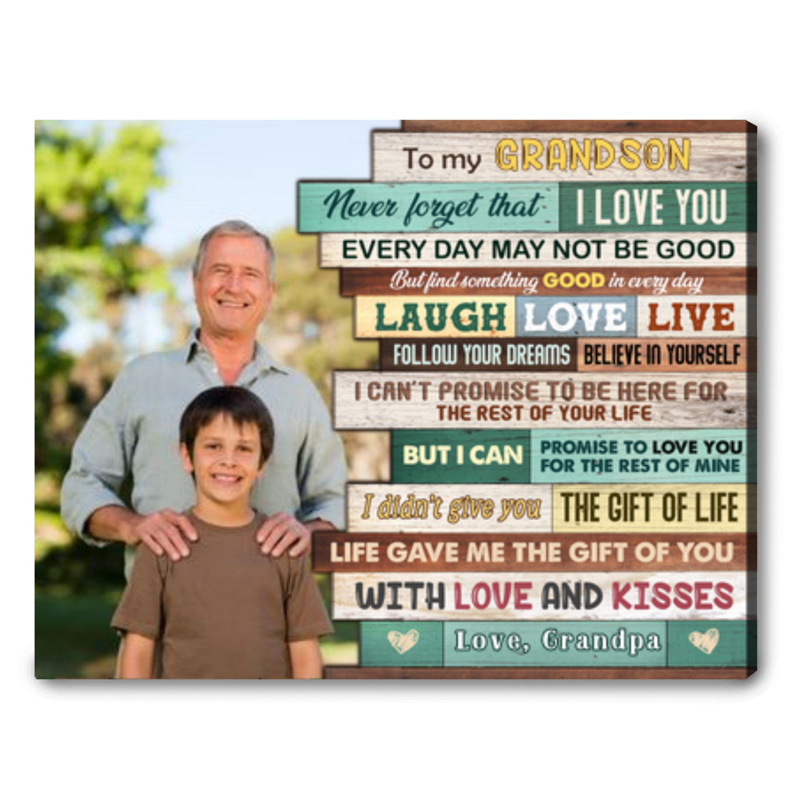 Special Words For My Grandson From Grandpa Personalized Canvas Wall Decor