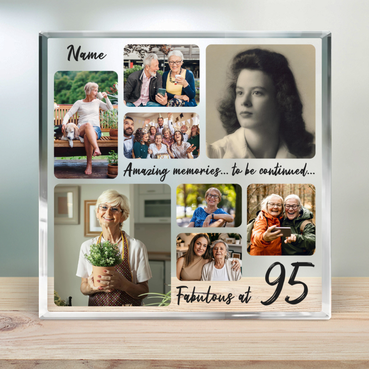 Personalized 95th Birthday Gifts Photo Collage Acrylic Plaque