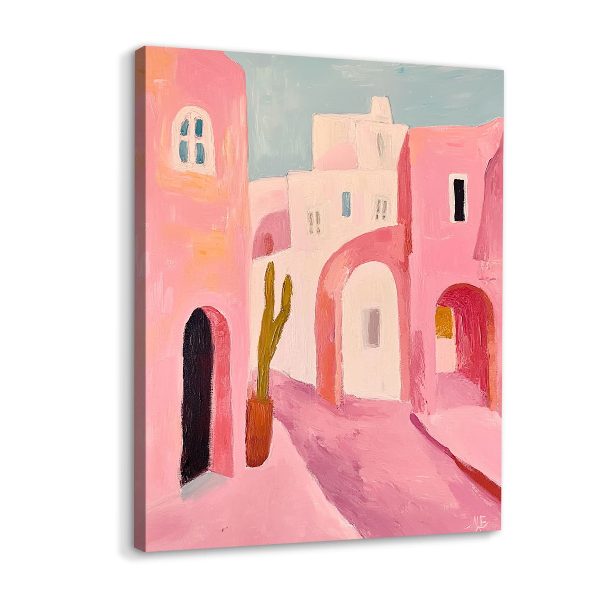 Mediterranean Glow Abstract Landscape Canvas Print for Living Room