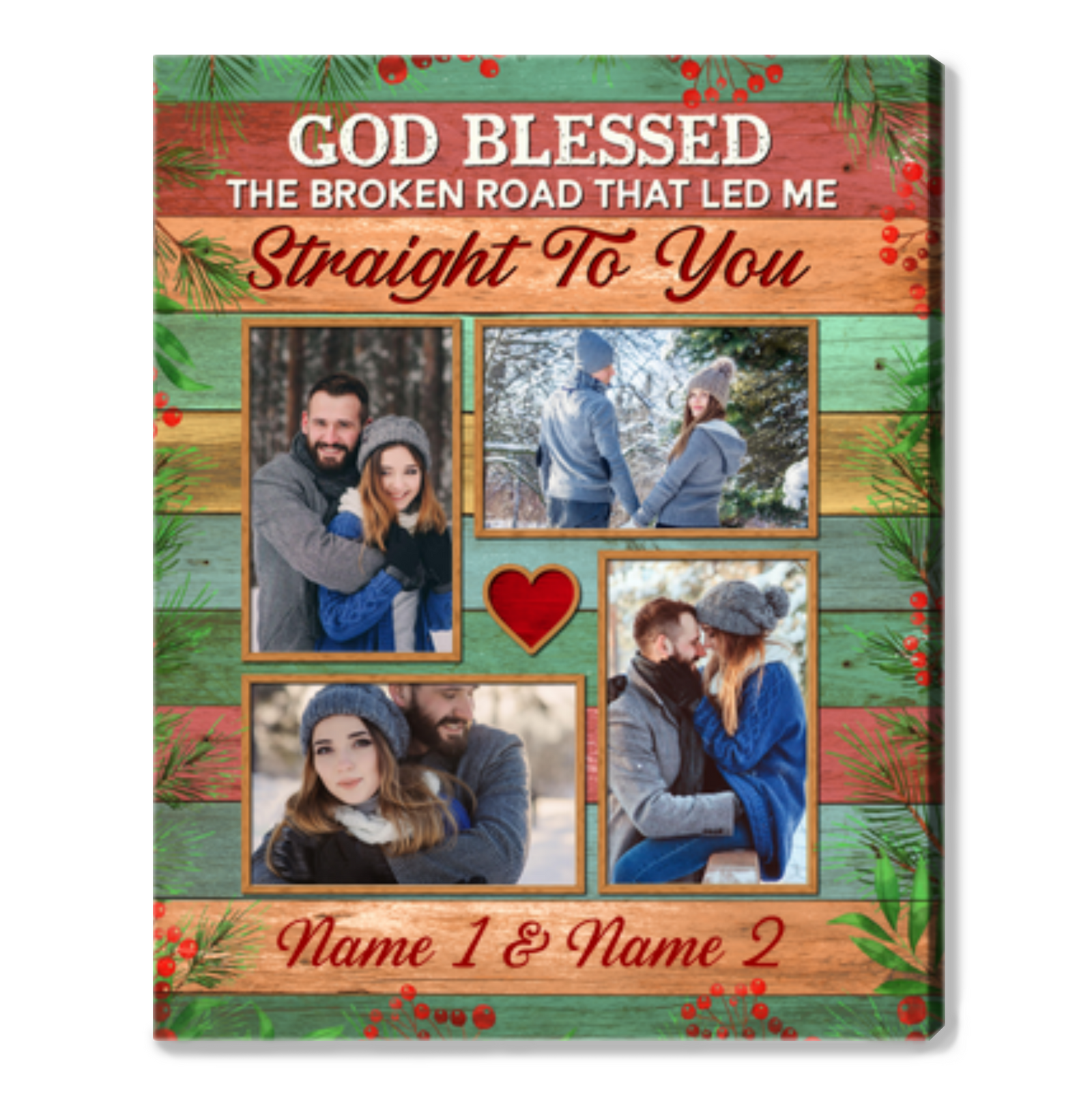 Unique Xmas Gift For Him For Her Custom Couple Photos Canvas Print
