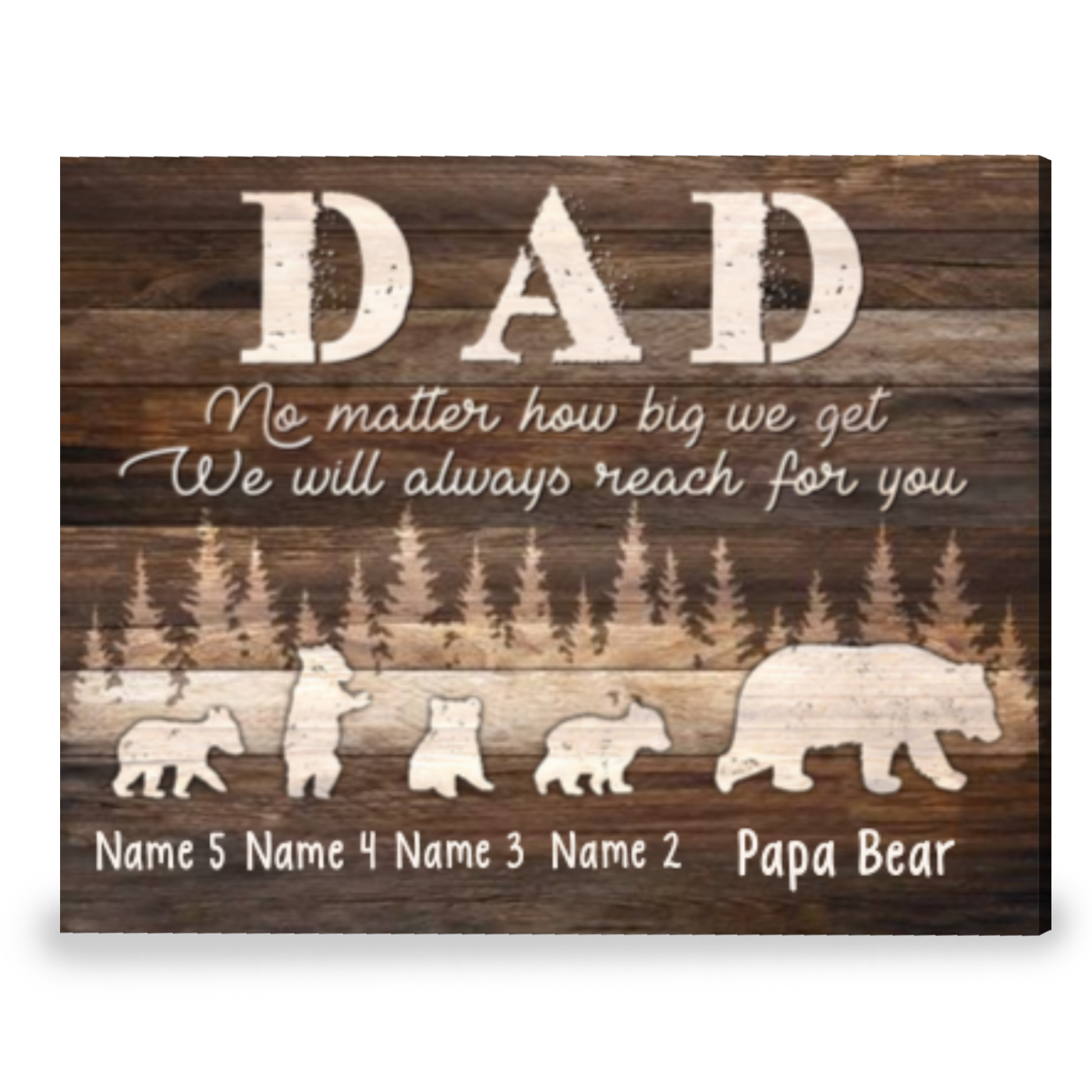 Unique Personalized Gift For Dad On Father's Day Papa Bear And Cubs Canvas