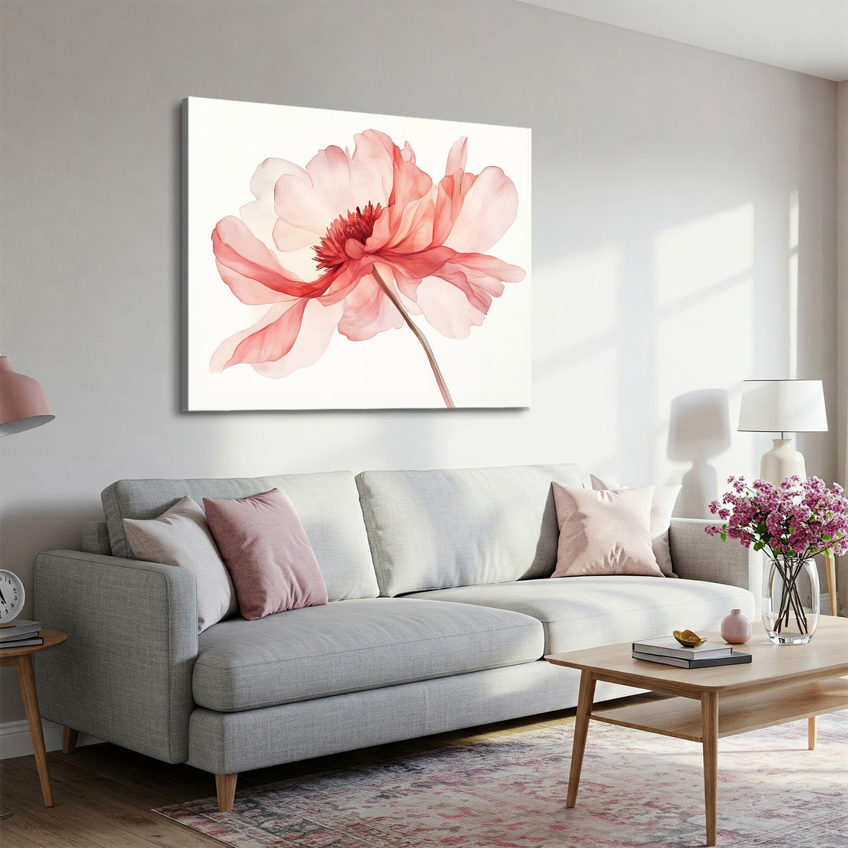 Beautiful Watercolor Peony Abstract Wall Art