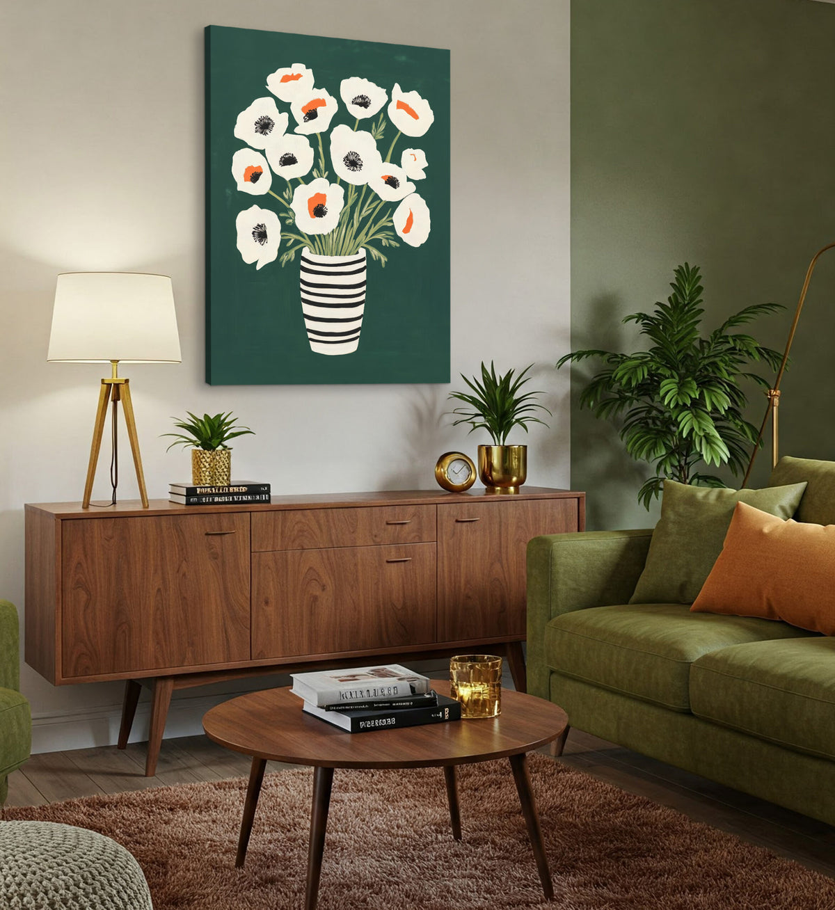 Poppies Bouquet Modern Wall Artwork!