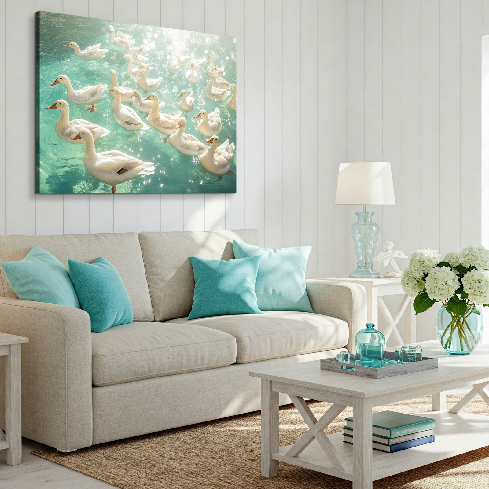 Ducks Swimming Modern Wall Artwork