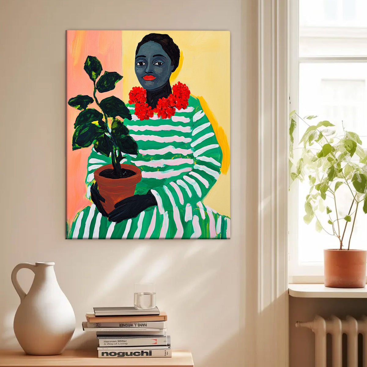 Modern Woman Portrait Canvas Vintage Artwork