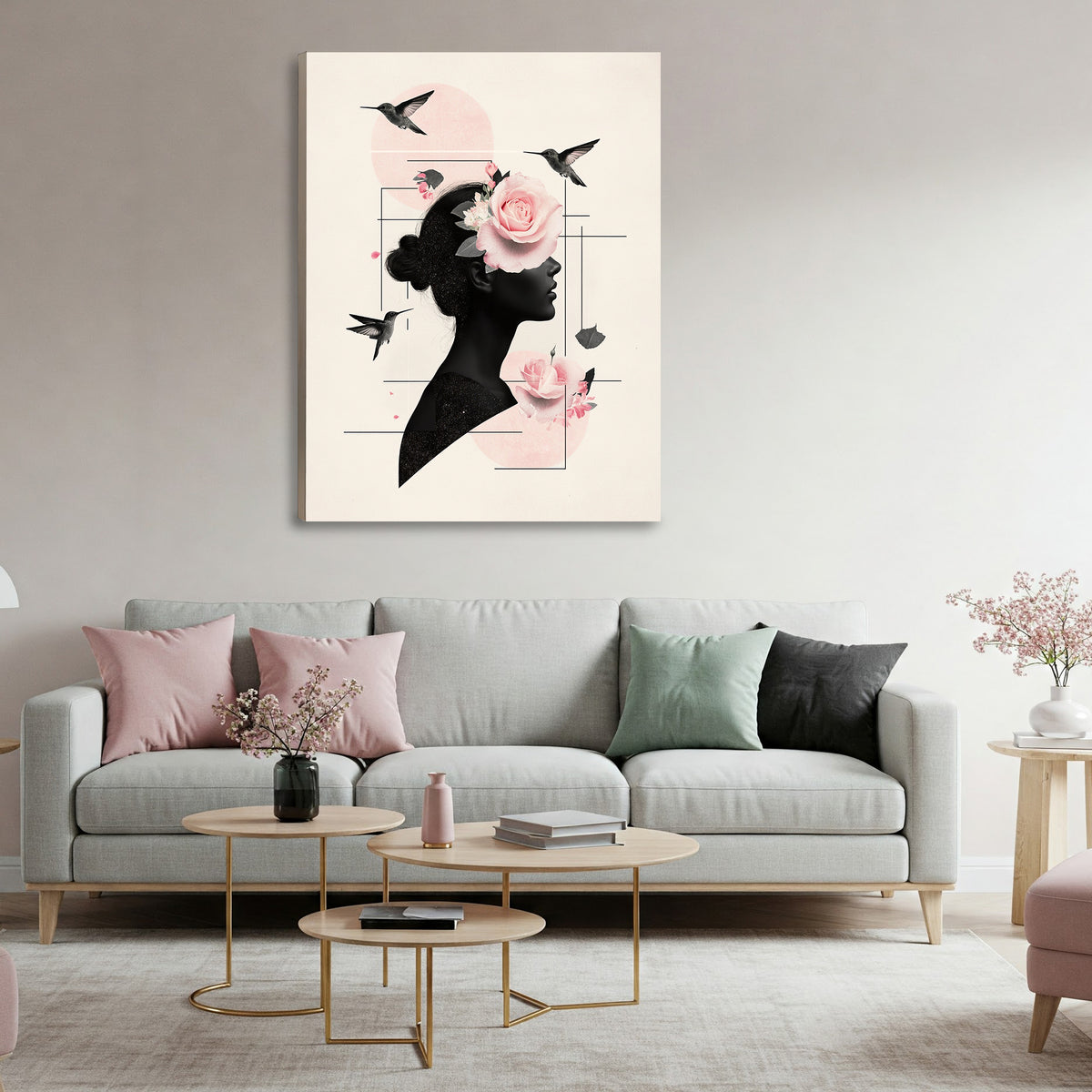 Crimson Rose Muse - Elegant Minimalist Canvas Wall Art