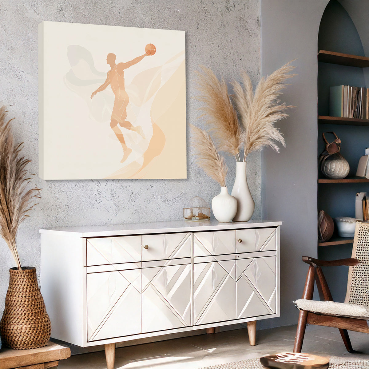 Minimalist Basketball Player Canvas Wall Art