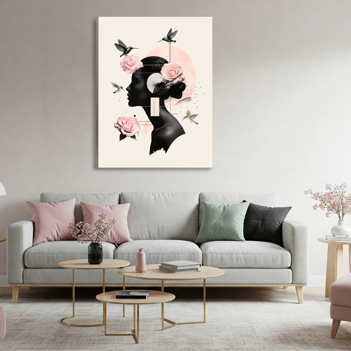 Rose Silhouette - Modern Minimalist Canvas Wall Art