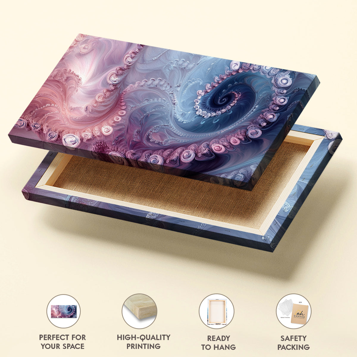 Fluid Abstract Canvas Art in Beige and Neutral Tones