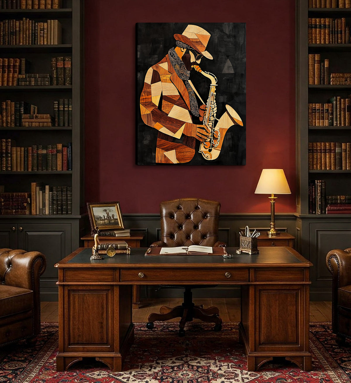 Boho Minimalist Jazz Saxophone Canvas Wall Art