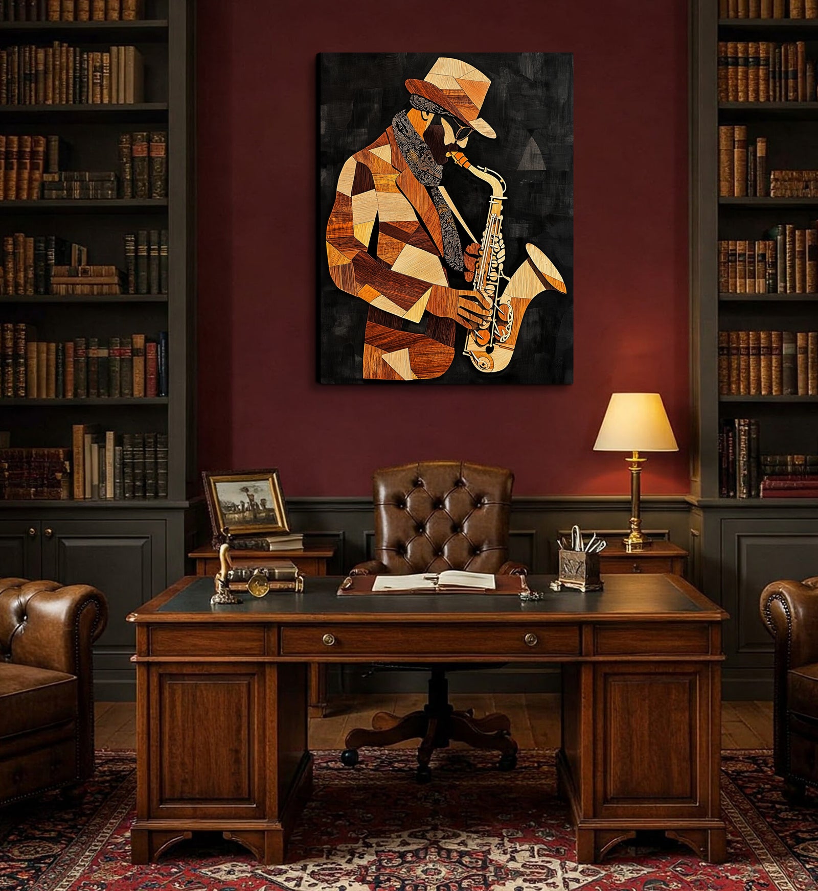 Boho Minimalist Jazz Saxophone Canvas Wall Art