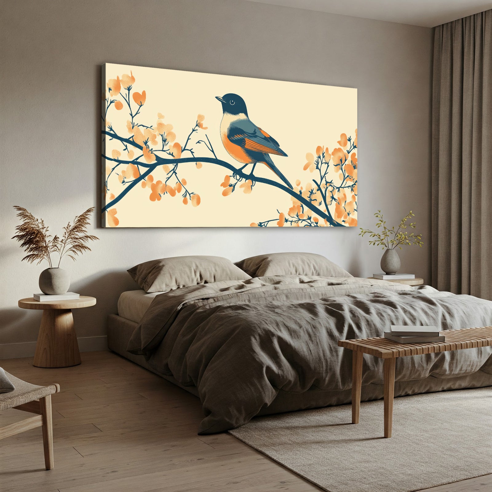 Bird On Branch Modern Wall Artwork