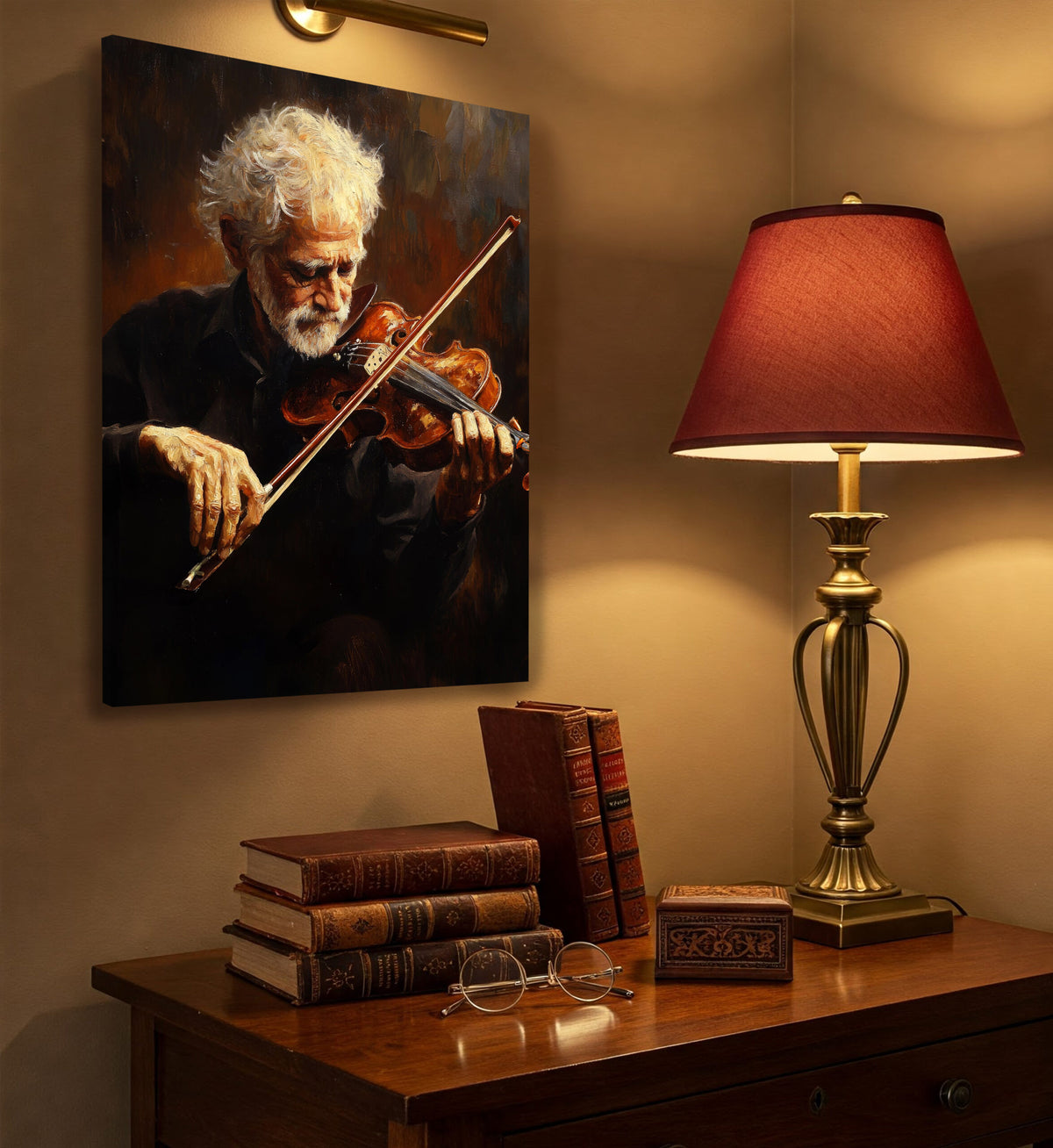 The Passionate Violinist - Vintage Oil Painting Canvas Print