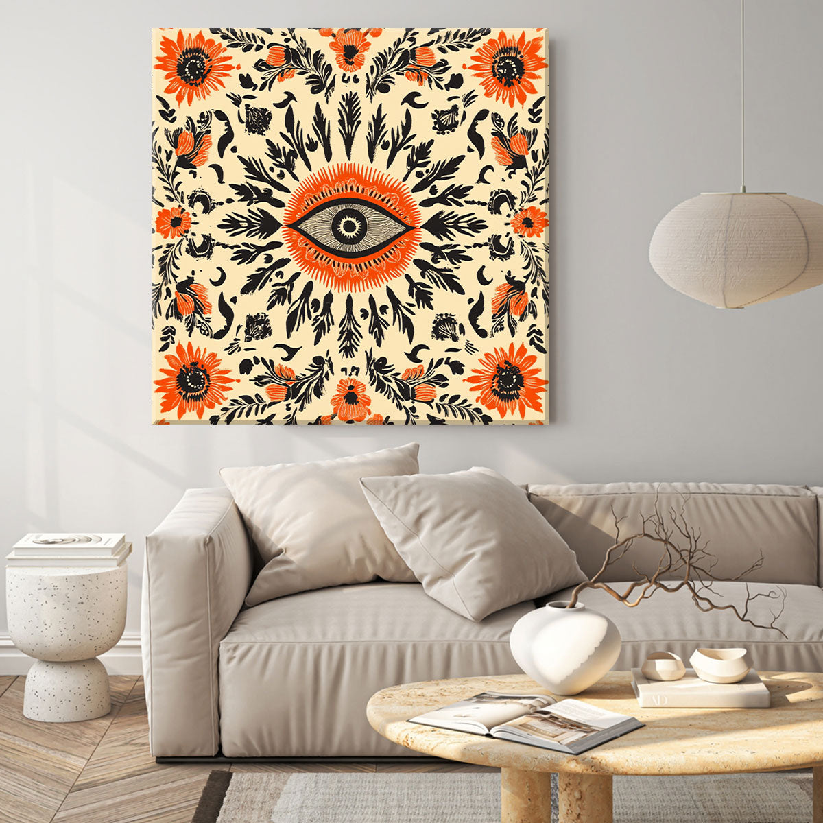 Golden Daisy Grid Boho Wall Decor