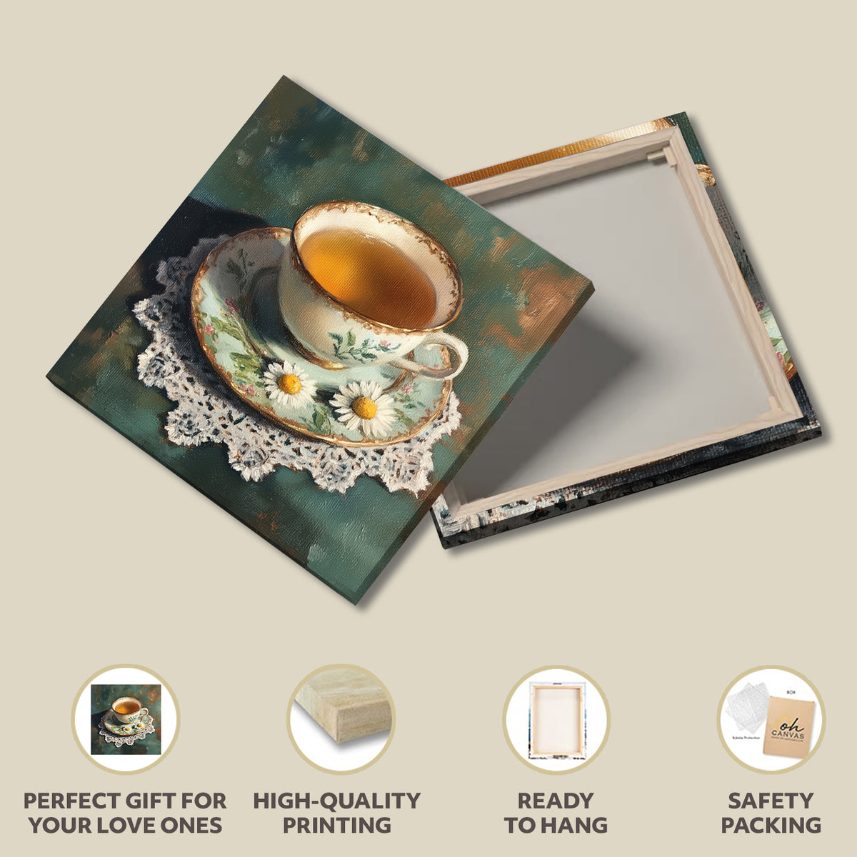 Delicate Teacup Oil Painting Fine Art Canvas Print