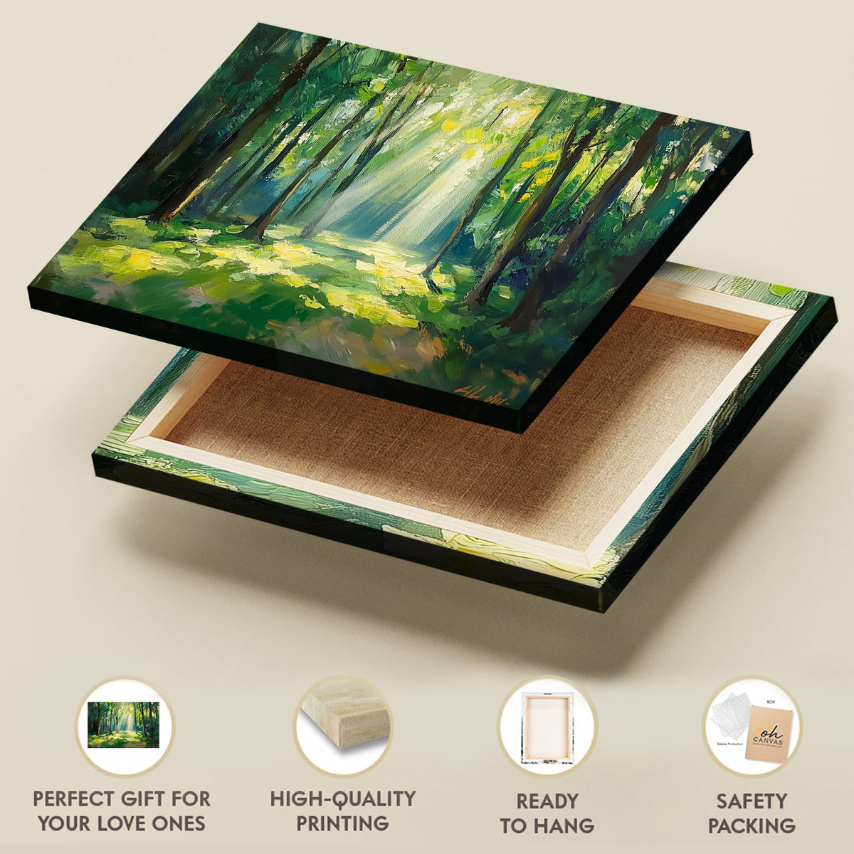 Lush Green Forest Fine Art Oil Canvas Wall Art