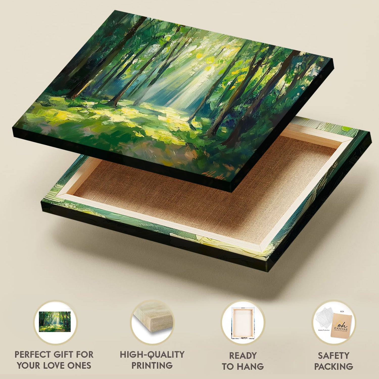 Lush Green Forest Fine Art Oil Canvas Wall Art