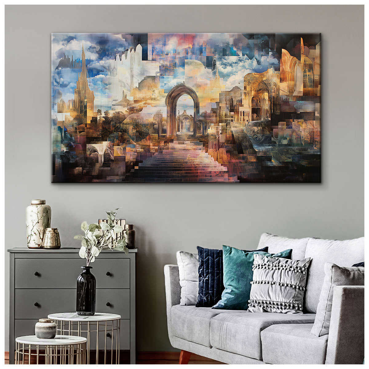 Surreal Architecture Abstract Canvas Wall Art for Living Room