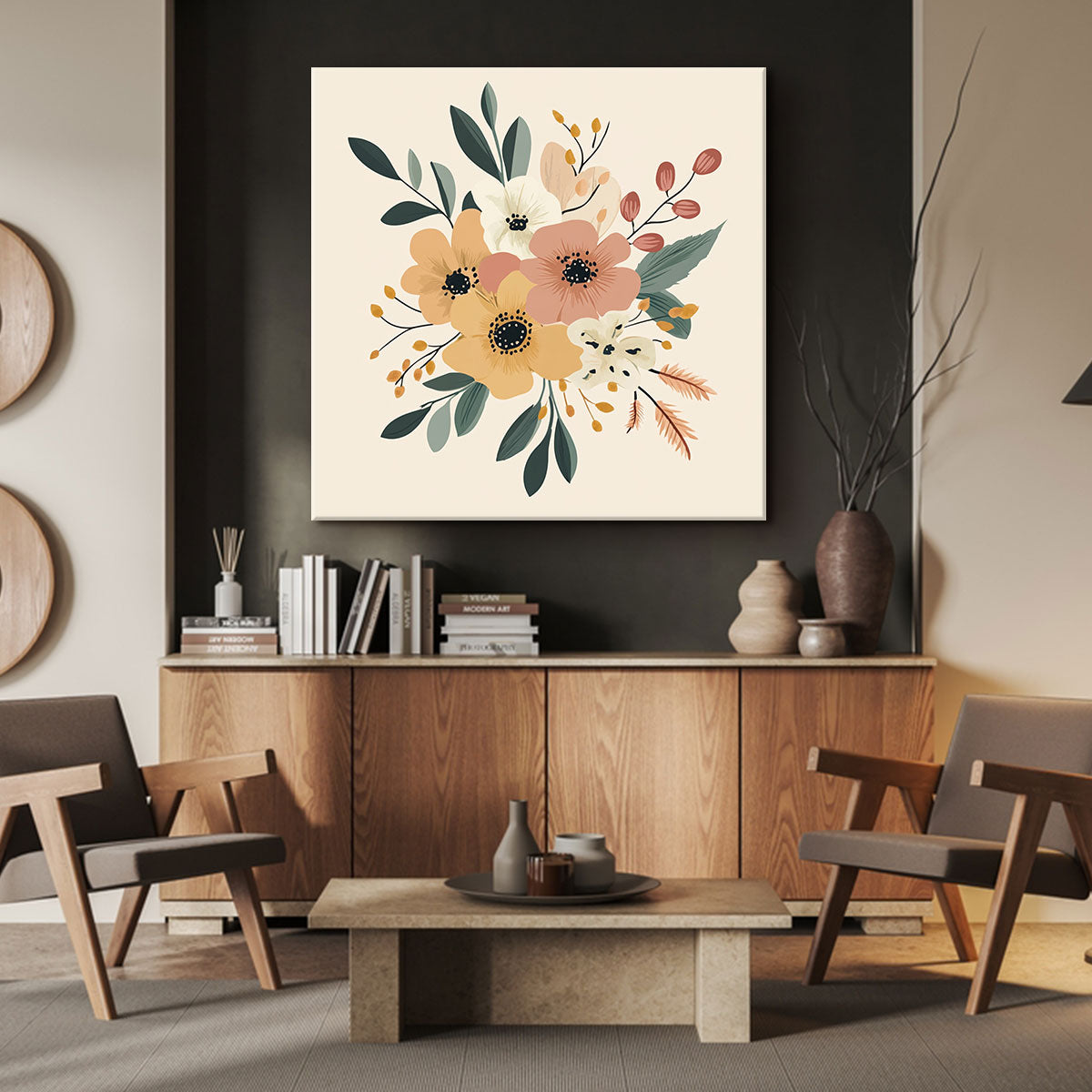 Stylized Floral Bouquet Boho Wall Decor