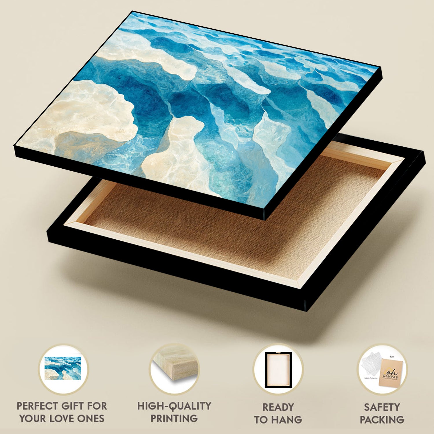 Aerial Ocean View Acrylic Painting Coastal Canvas Art