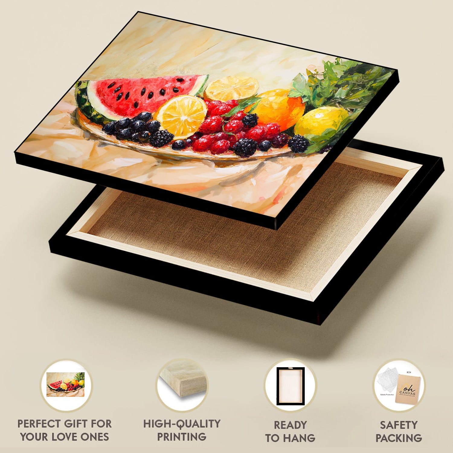 Textured Acrylic Painting Of Summer Fruit Still Life