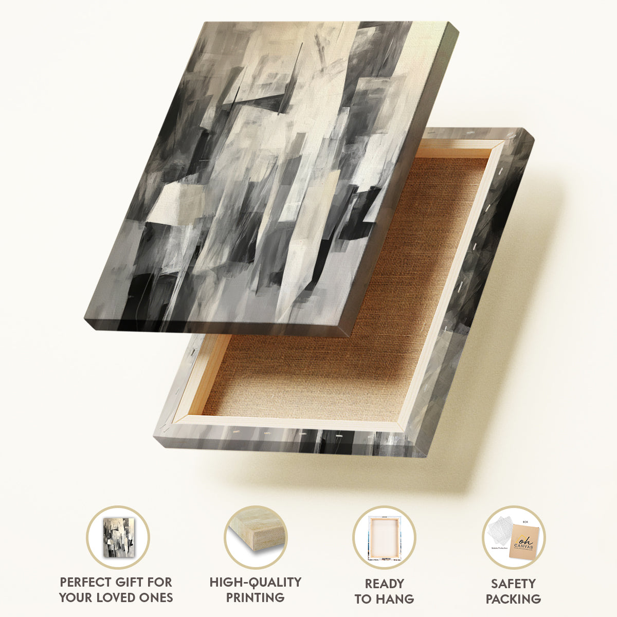 Monochrome Essence Abstract Canvas Print for Living Room