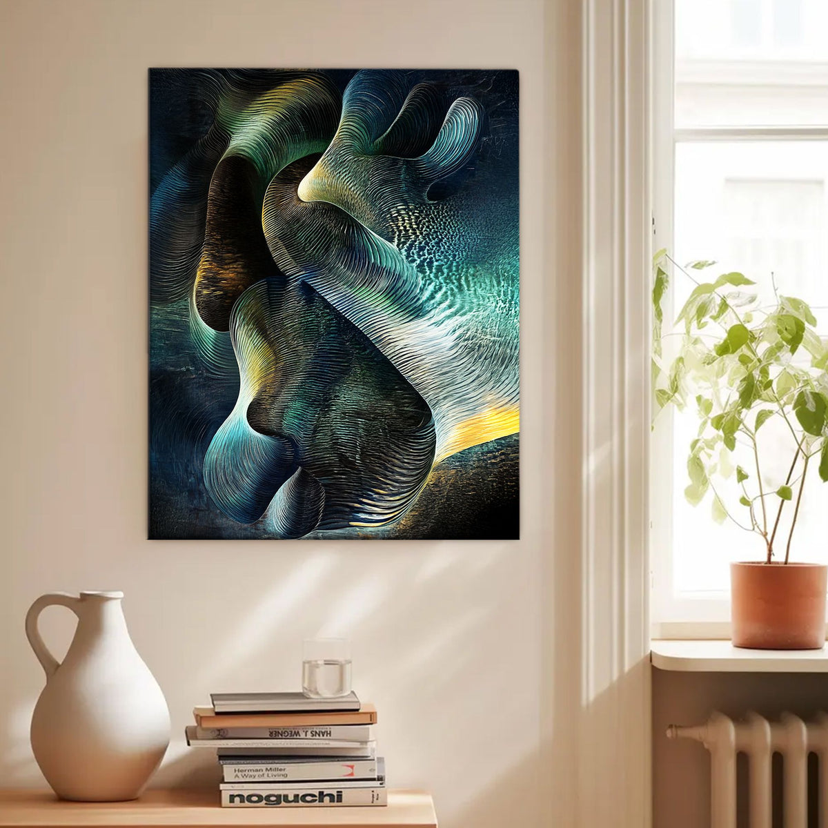 Fluid Motion Contemporary Abstract Canvas Wall Art for Living Room