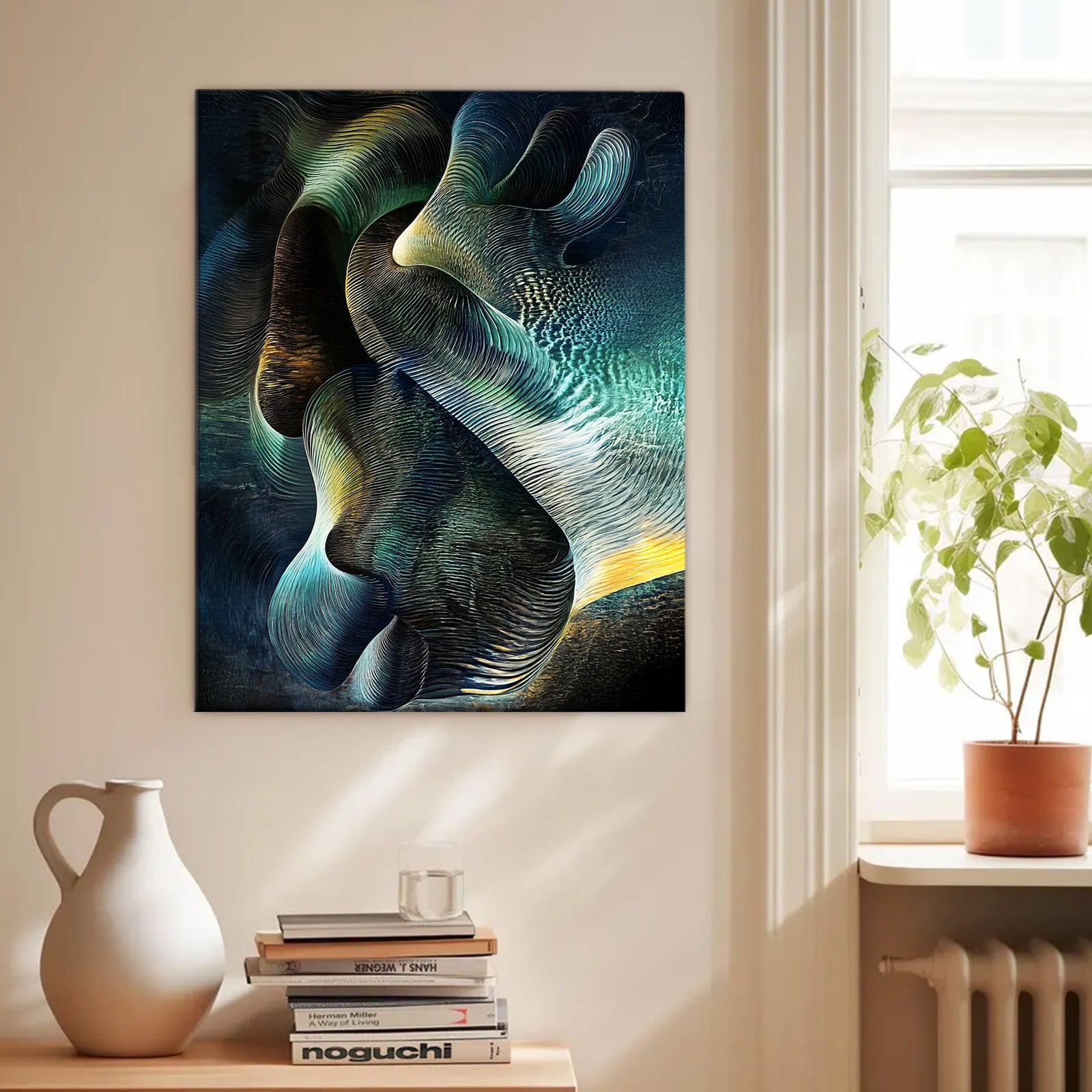 Fluid Motion Contemporary Abstract Canvas Wall Art for Living Room