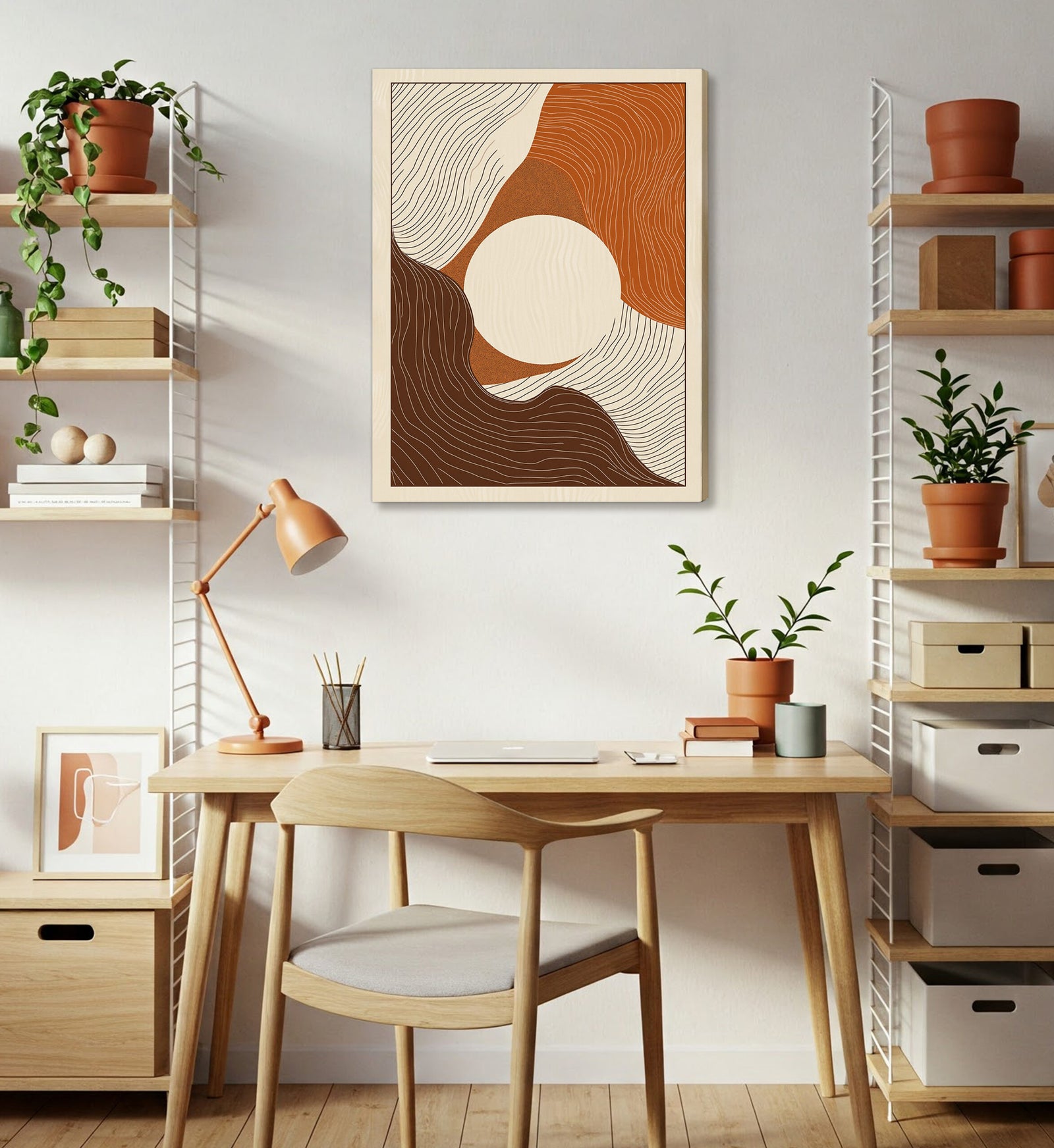 Brown Cream Abstract Pattern Boho Canvas for Cozy Neutral Rooms