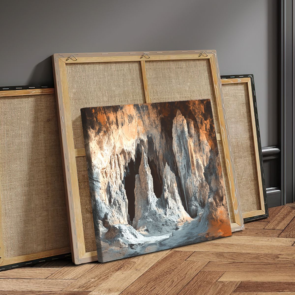 Realistic Cave Landscape Abstract Canvas Wall Art for Living Room