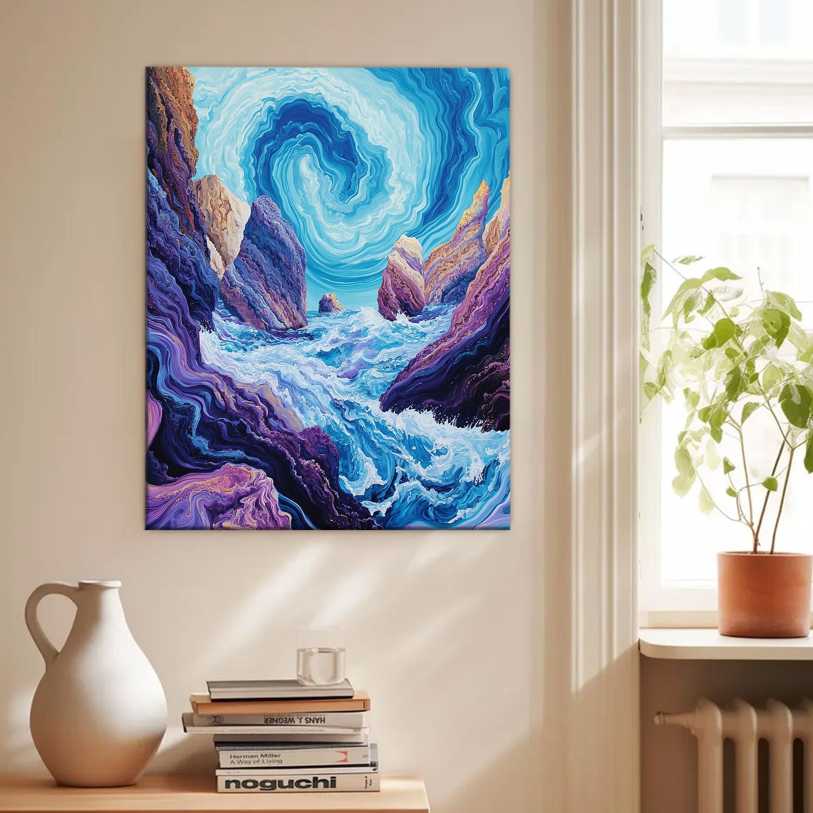 Ocean Whirl Landscape Abstract Canvas Wall Art for Living Room