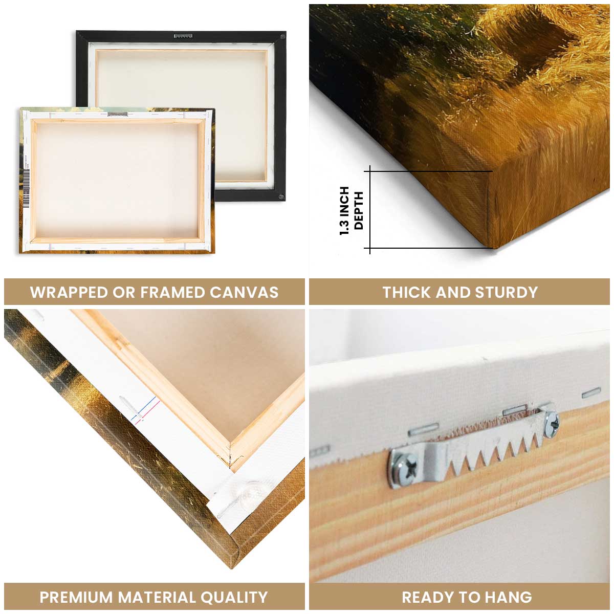 Golden Harvest – Rustic Farmhouse Landscape Abstract Canvas Wall Art