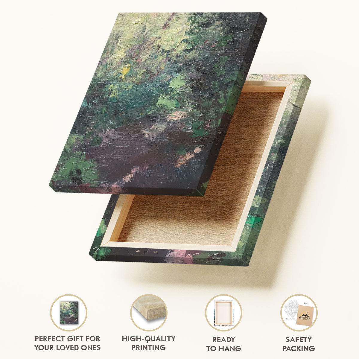 Serene Forest Stream  Abstract Landscape Oil Painting Canvas Wall Art for Living Room  Bedroom