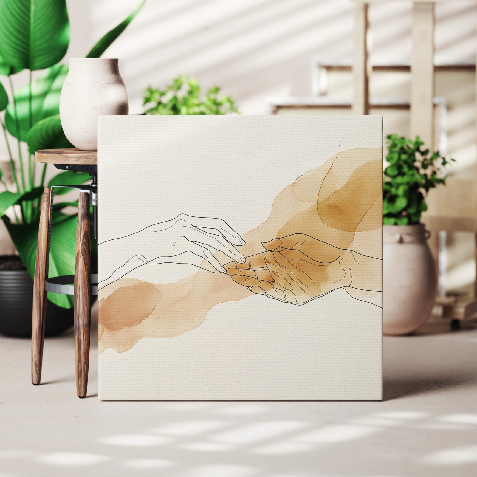 Touch of Connection One-Line Drawing Minimalist Canvas Wall Art