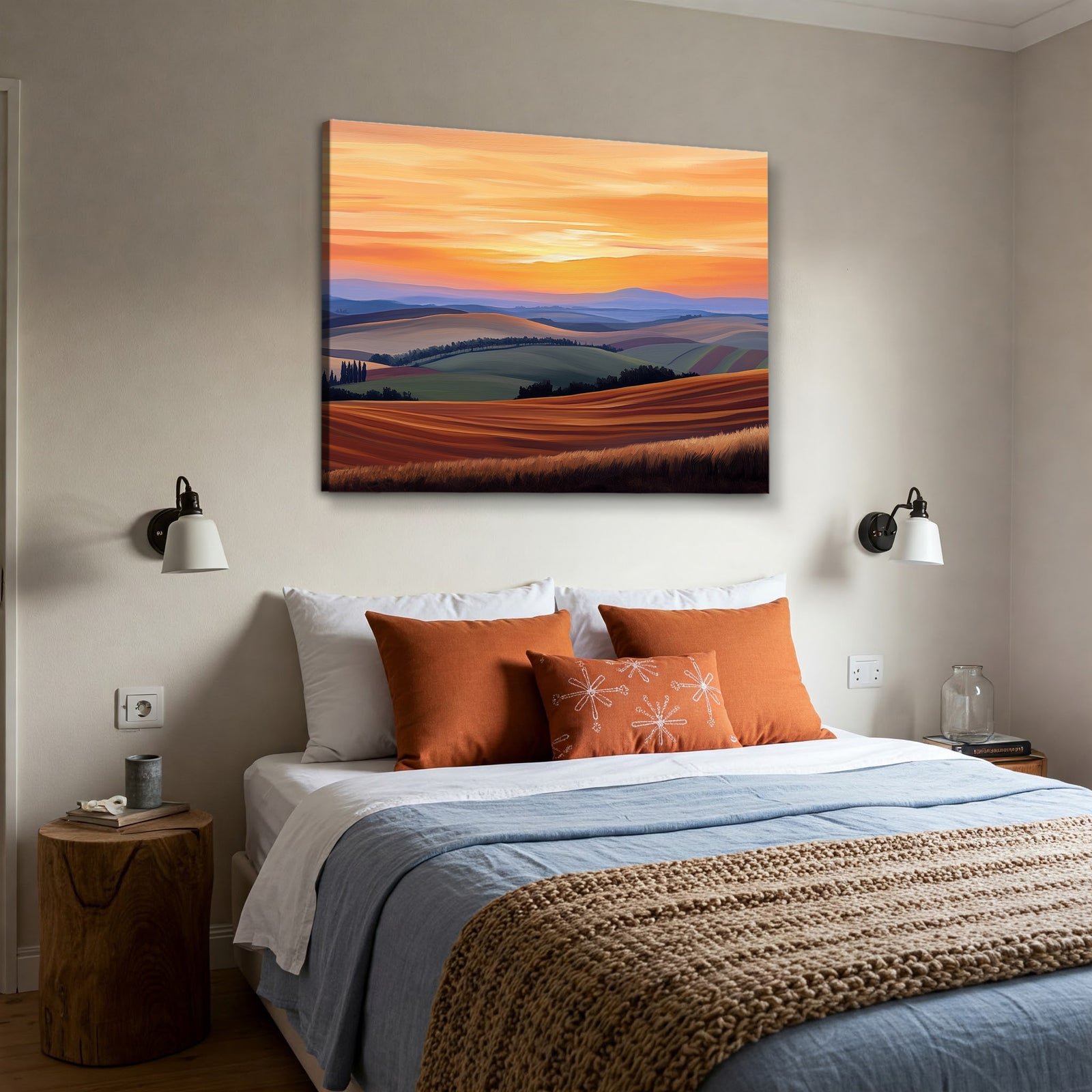 Fine Art Canvas of Rolling Hills and Golden Fields
