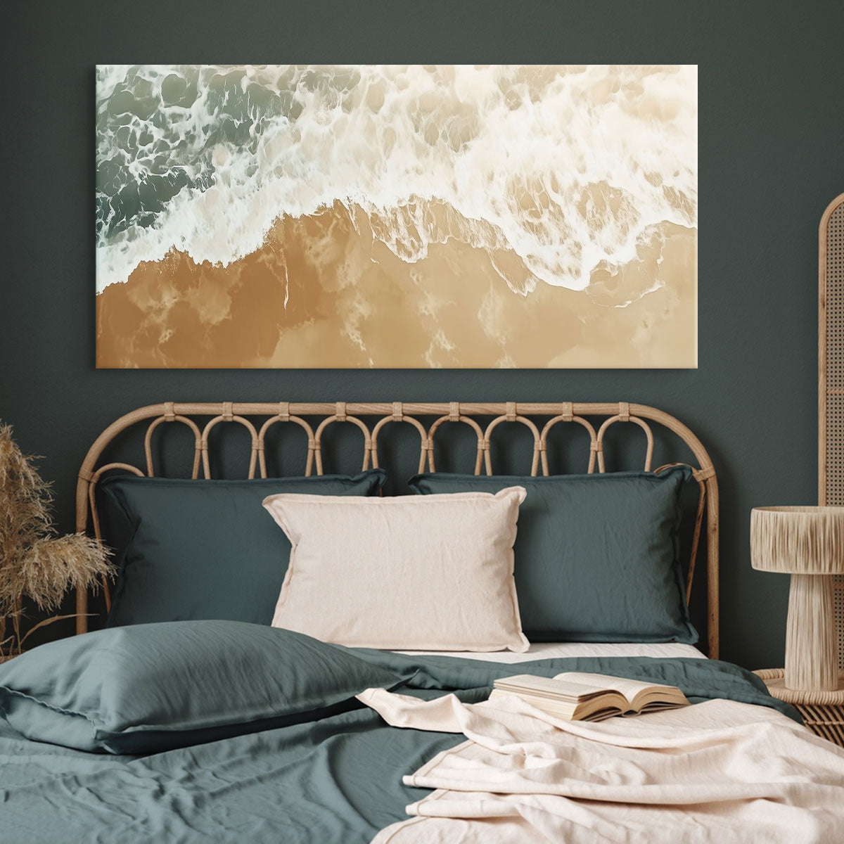 Aerial Shoreline Canvas Neutral Beach Wall Art