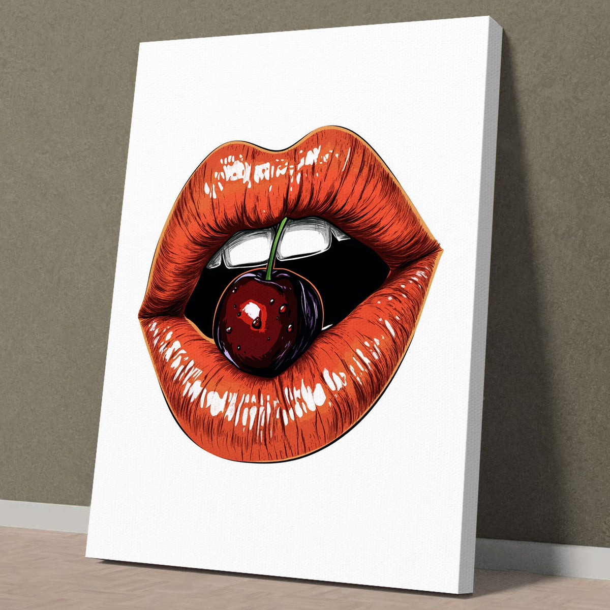 Pop Art Cherry Lips Vertical Wall Art