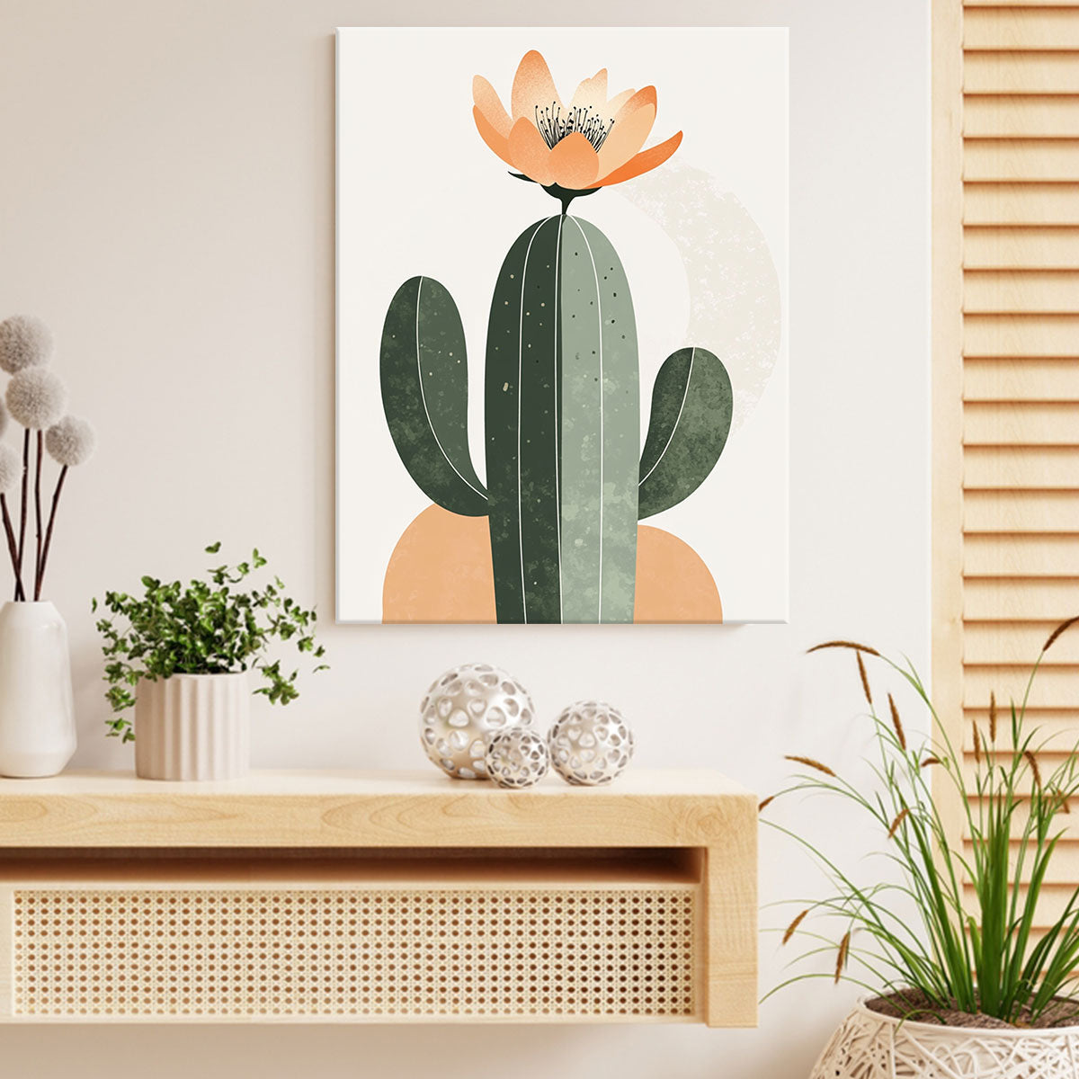 Minimalist Cactus Canvas Wall Art