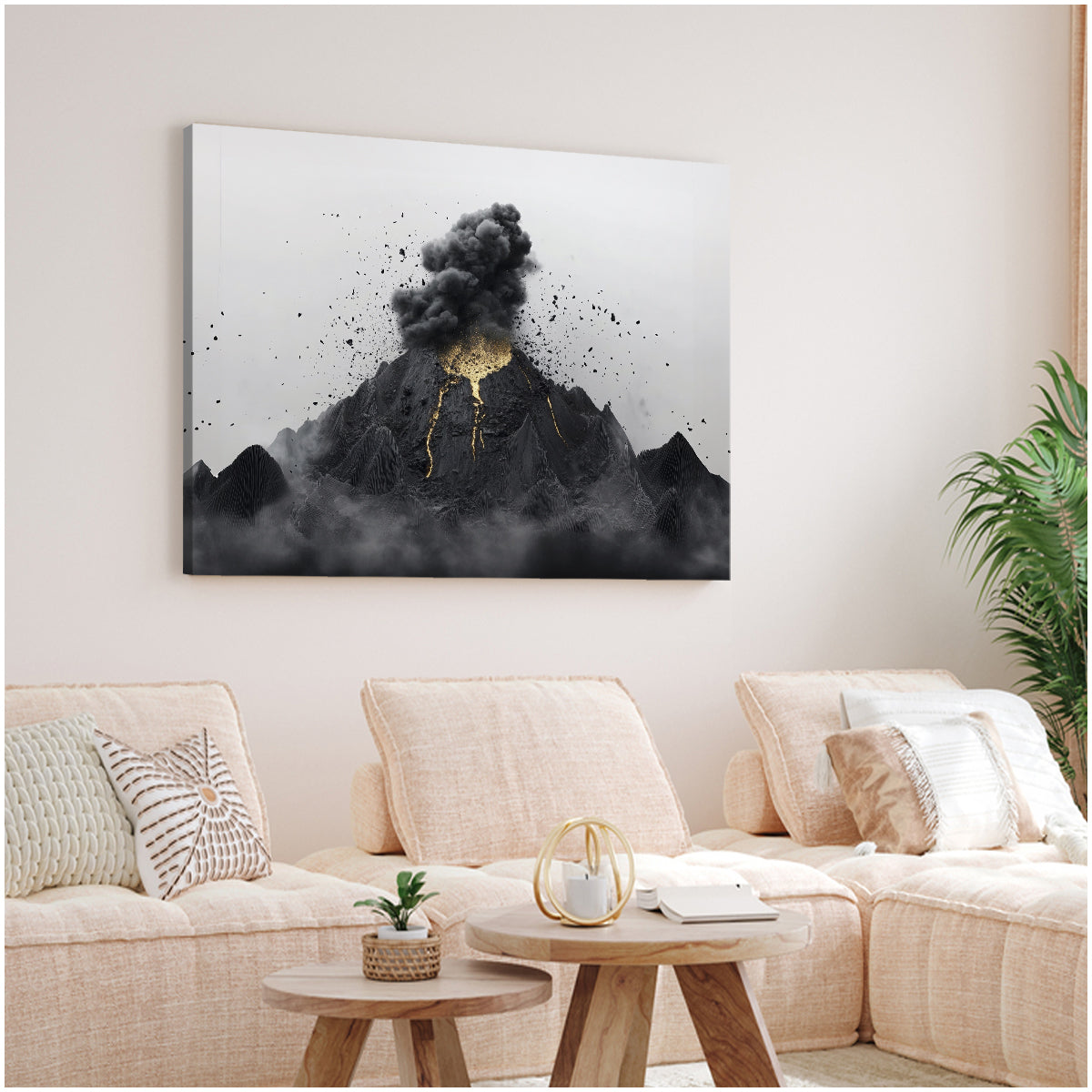 Explosive Volcano Minimalist Abstract Horizontal Wall Art
