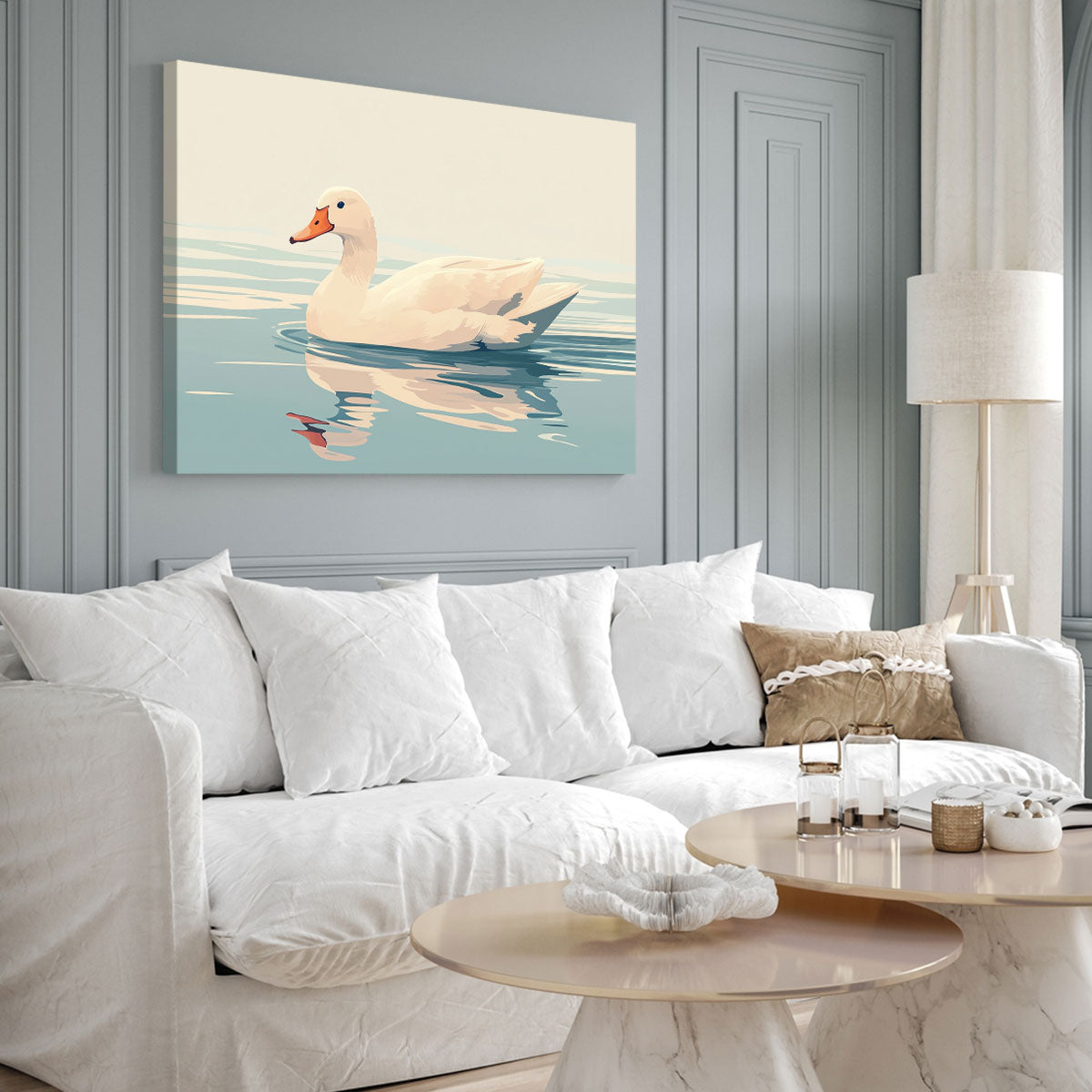 Minimalist Duck Painting Animal Wall Art Decor