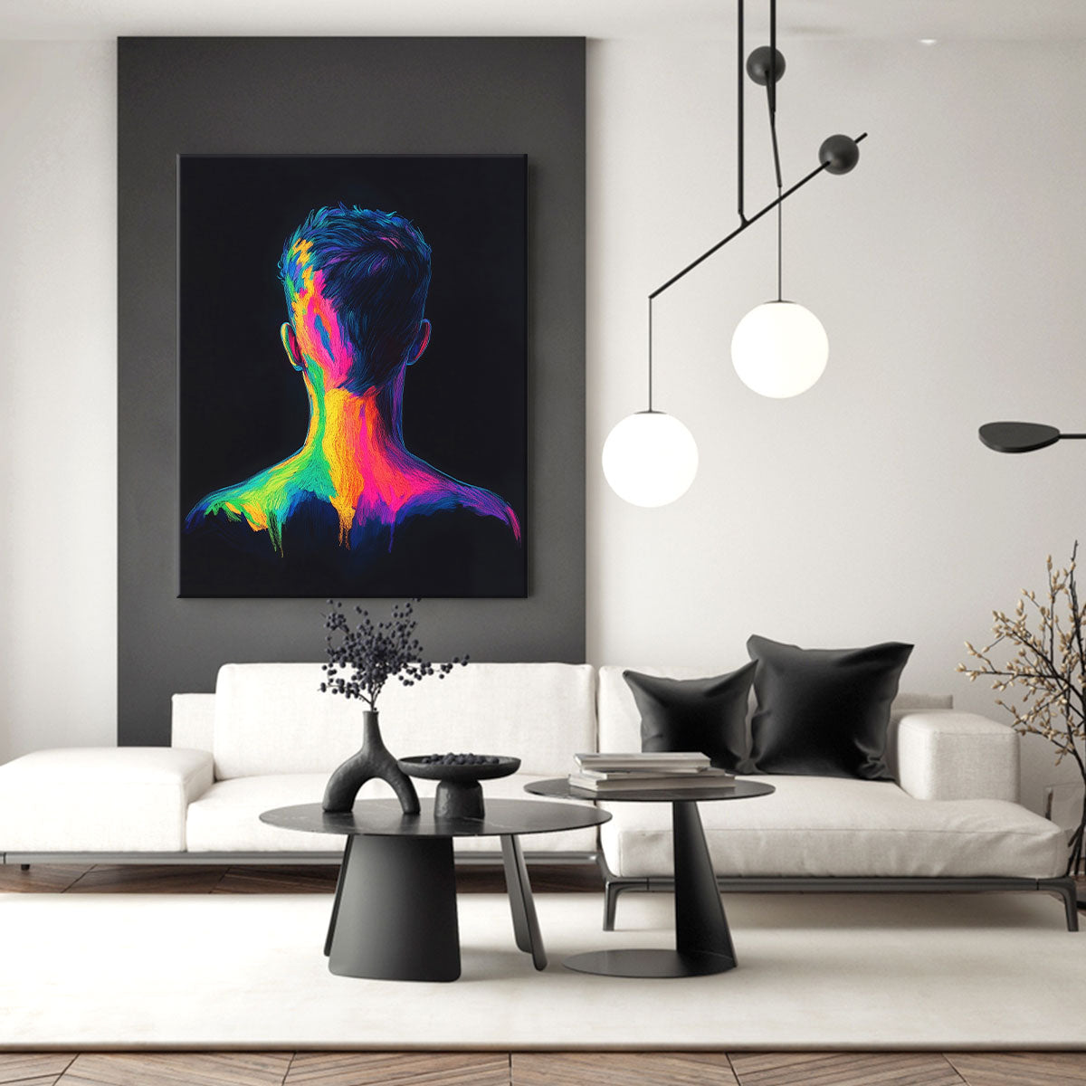 Pop Art Man Back Portrait Canvas Wall Art