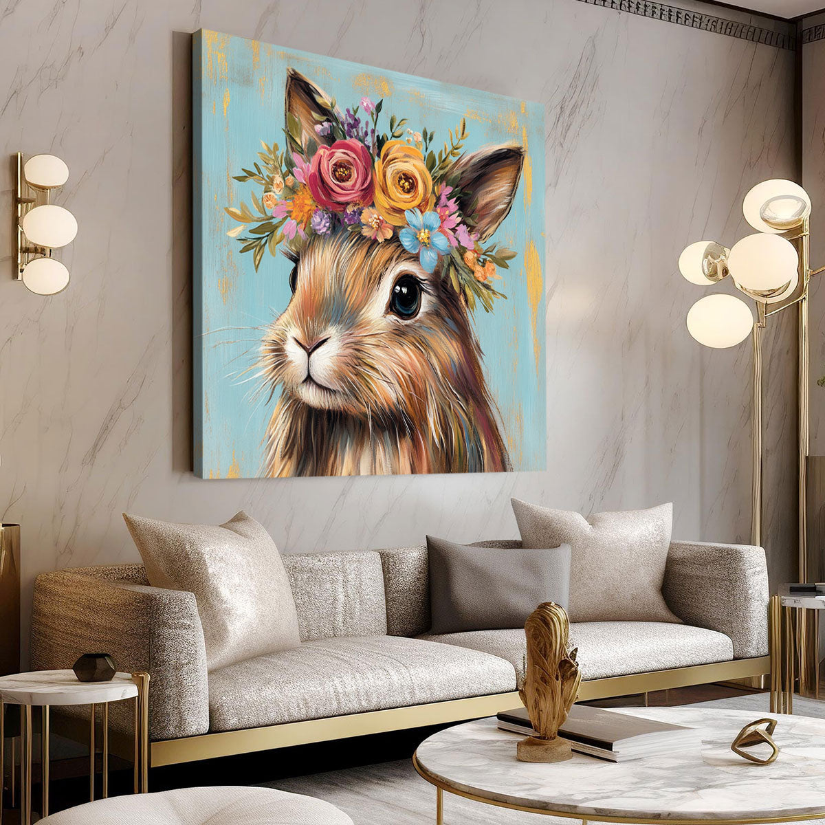 Cute Rabbit Animal Oil Painting Canvas Wall Art
