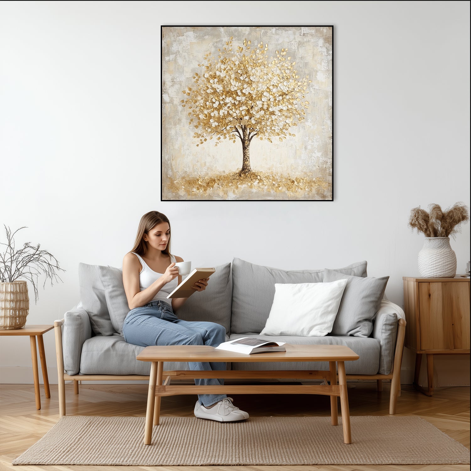 Gilded Elegant Golden Tree Artwork Canvas Print