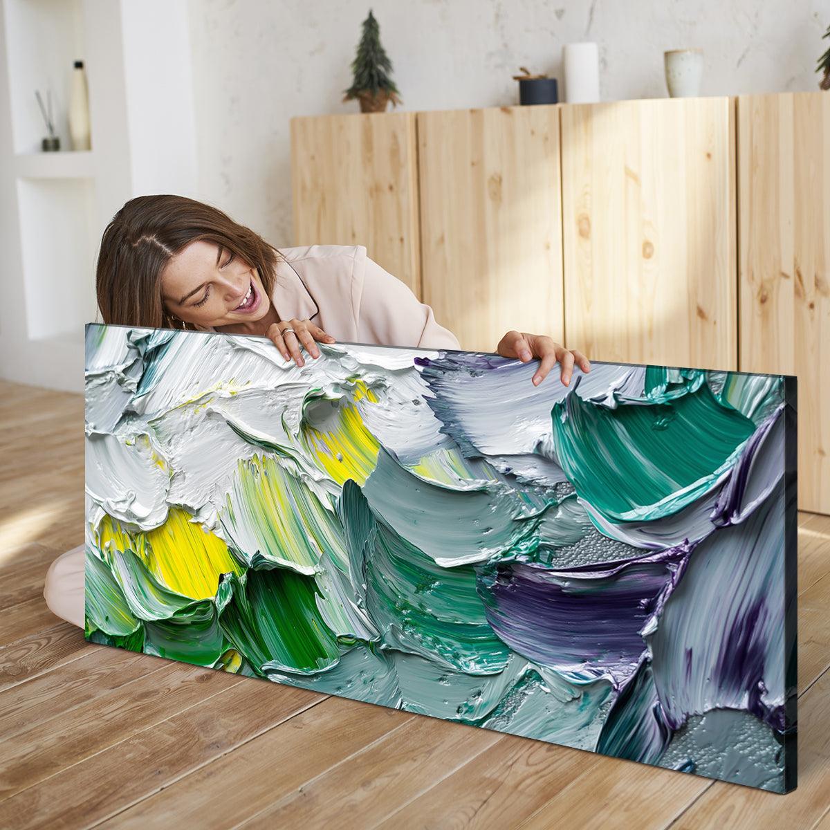 Vibrant Textured Abstract Canvas Wall Art for Living Room