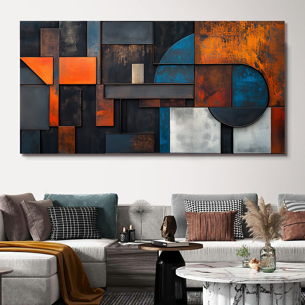 Vibrant Textured Abstract Canvas Wall Art for Living Room