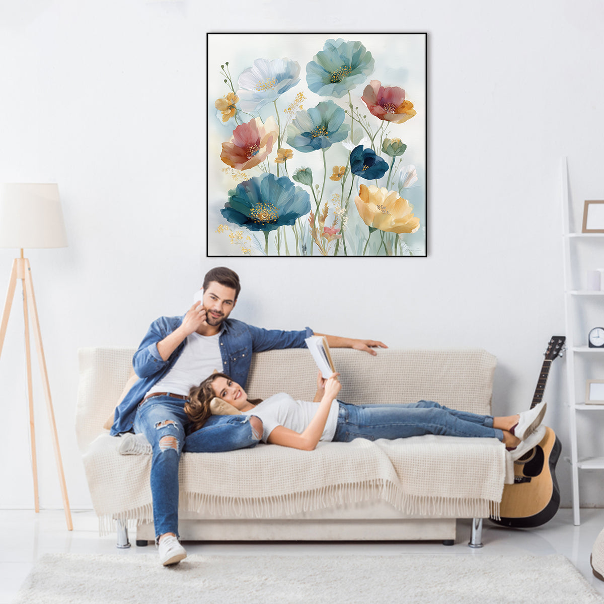 Soft Botanical Canvas Delicate Flower Wall Decor