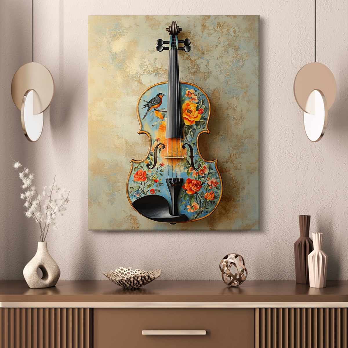 Songbird Violin Modern Wall Artwork