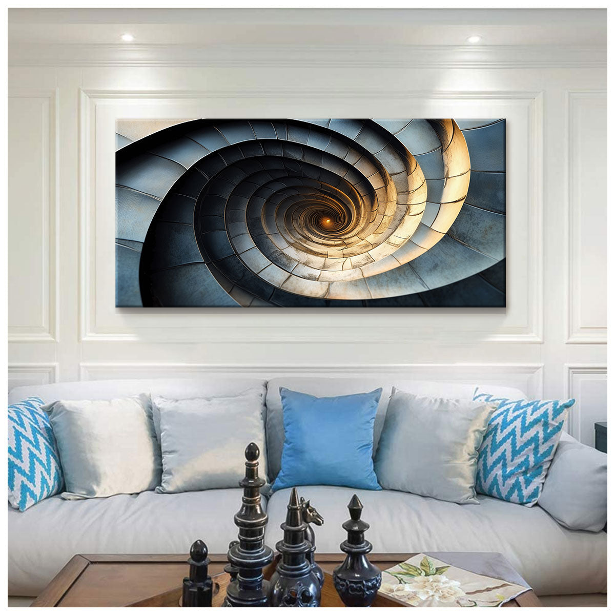 Spiral Architecture Abstract Canvas Wall Art for Living Room