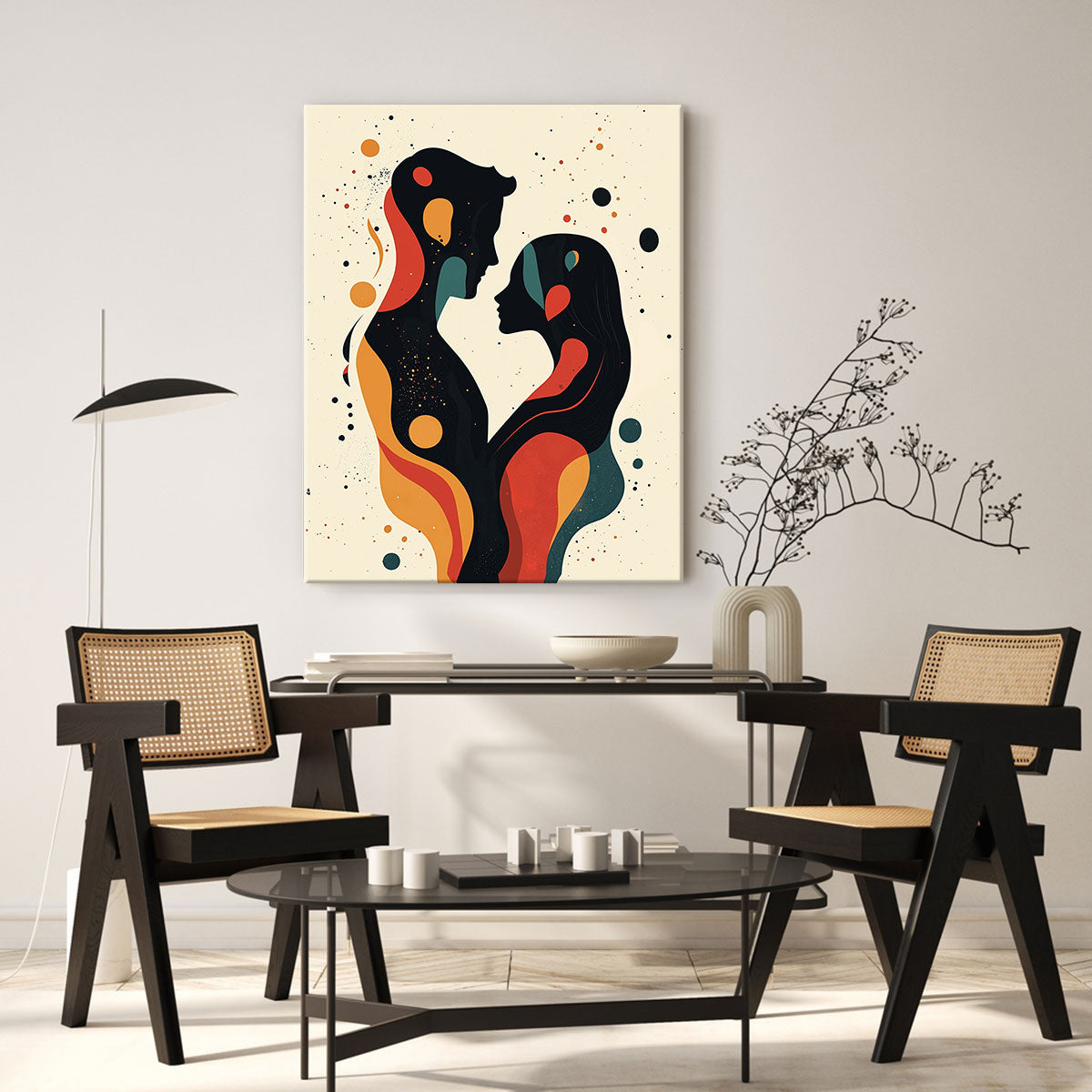 Abstract Lovers Silhouette Canvas Wall Art Print